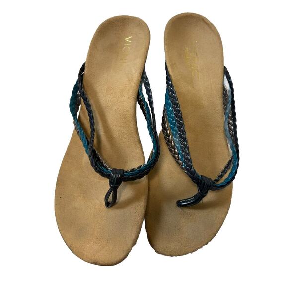 NWOT Vionic Women’s Sz 7 Orthaheel Wedge Braided Thong Sandals New Resort Summer - Picture 1 of 7